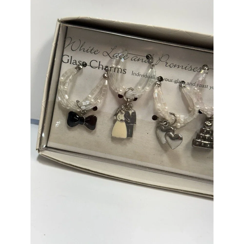 Russ White Lace And Promises Wedding Glass Charms Set Of 6 New